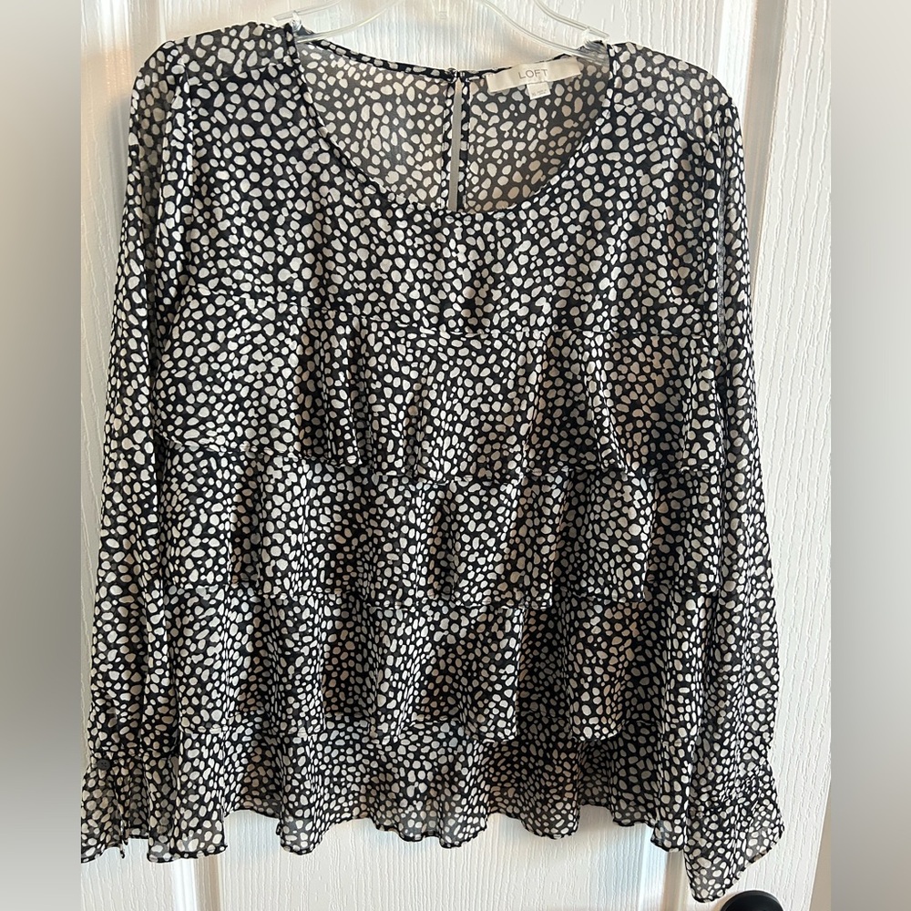 LOFT Monochrome Abstract Print Top